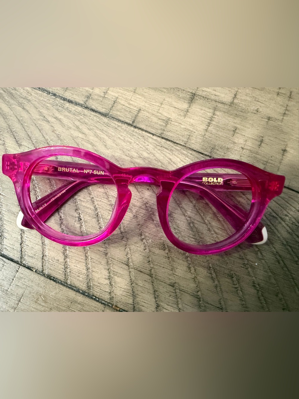 Women's Etnia Pink Transparent Round Frame Sunglasses